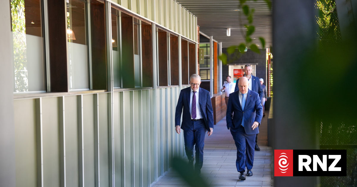 PM Christopher Luxon in happy place hanging with Australian PM Anthony Albanese
