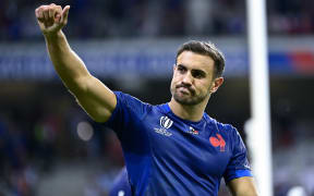 France rugby fullback Melvyn Jaminet, playing against Uruguay in 2023.