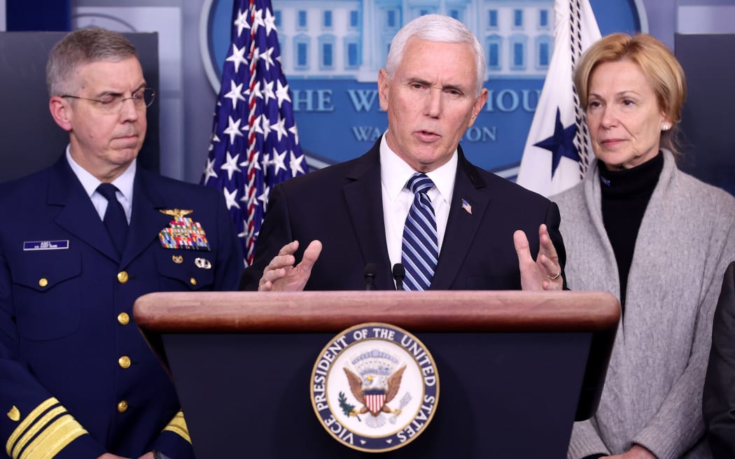 WASHINGTON, DC - MARCH 06: U.S. Vice President Mike Pence and members of the Coronavirus Task Force hold a press briefing at the White House March 6, 2020 in Washington, DC.