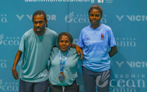 The Vanuatu team photo is Rodney Talo (left), Jacklynda Molidu (middle), Lyn Kuai (right).