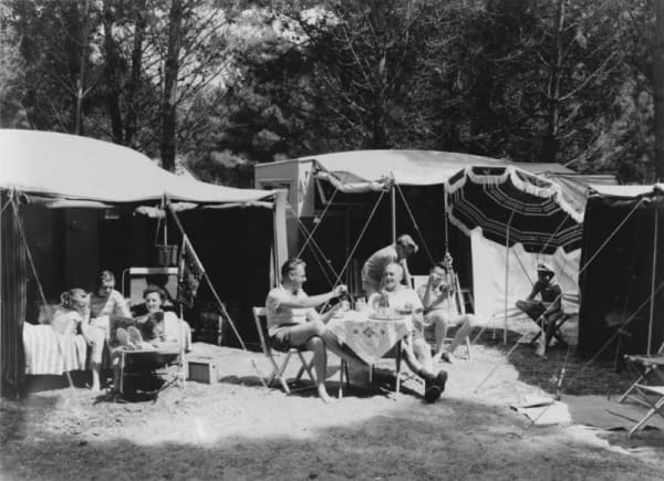 Group camping ca. 1950s