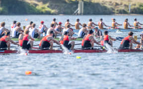 Boys u17 eight final 

Finals races at the 2021 AON New Zealand Secondary Schools Rowing Championships , The Maadi Cup Regatta on Lake Karapiro, Cambridge, New Zealand. Friday  26 March 2021.  Copyright photo © Steve McArthur / www.photosport.nz