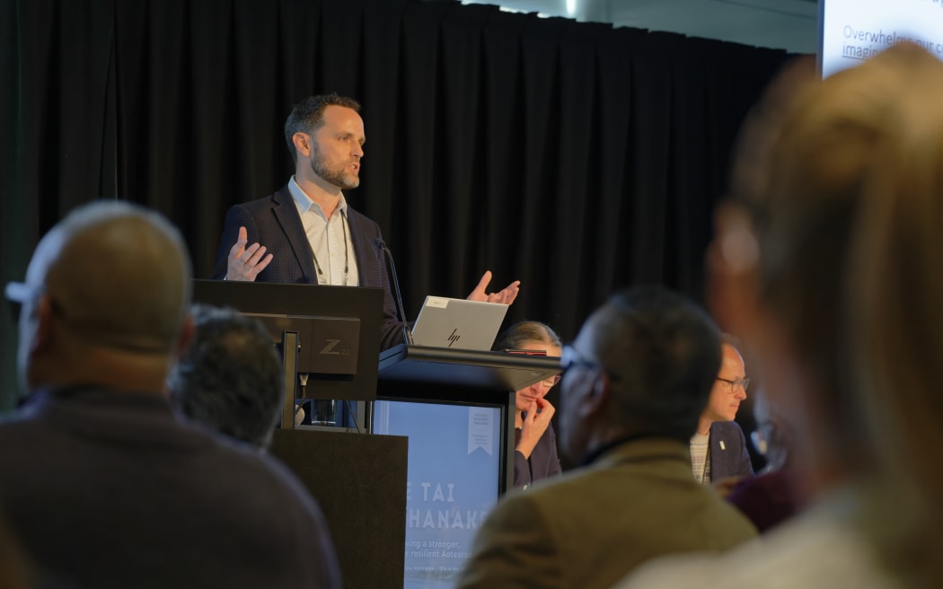 NEMA chief science advisor Tom Wilson at the Resilience to Nature's Challenge symposium, Wellington, May 2024.