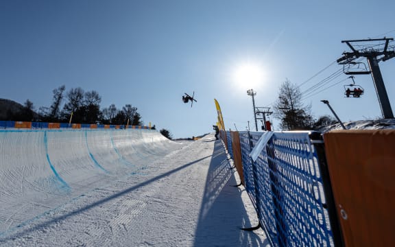Luke Harrold of New Zealand in action in the Final of the Freestyle Skiing Men’s Freeski Halfpipe at the Winter Youth Olympic Games, South Korea, 2024.