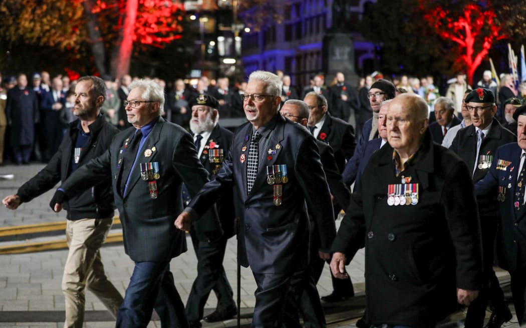 Anzac dawn service in Cathedral Sq Christchurch