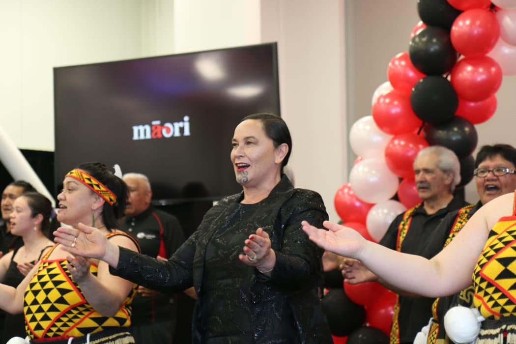 Māori Party co-leader Debbie Ngarewa Packer singing with the Pātea Māori Club.