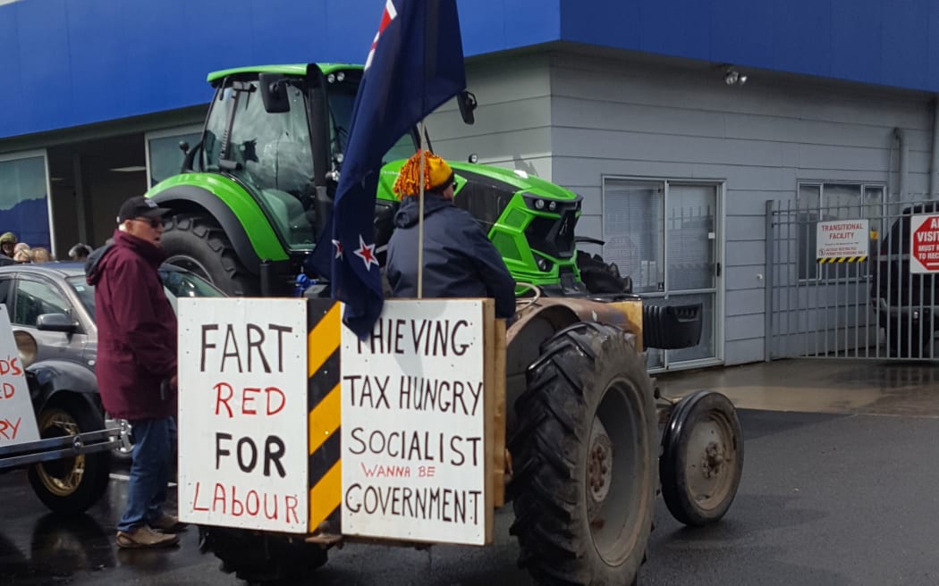 Farmers protest in Morrinsville about what they see as continued attacks on rural New Zealand.