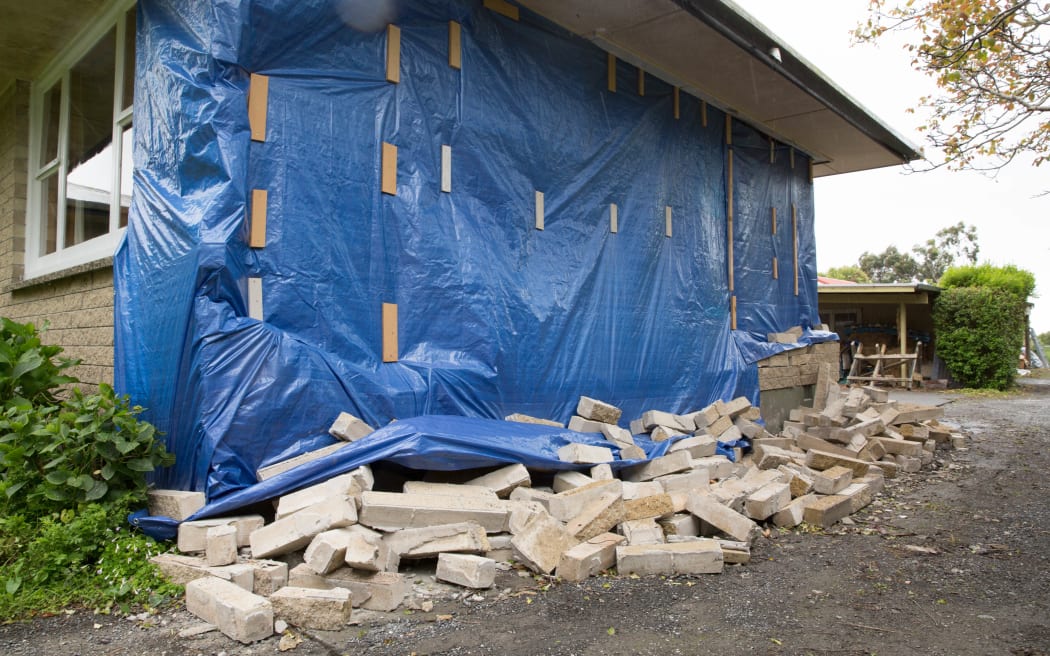 Gary Melville's quake damaged home.