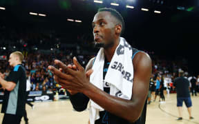 Cedric Jackson celebrates the Breakers' win over Melbourne United, Vector Arena, Auckland, 20 February 2016. Photo: Anthony Au-Yeung / www.photosport.nz