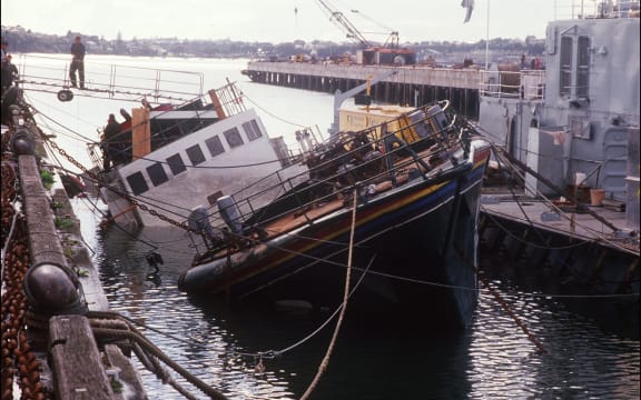 A file photo of the Rainbow Warrior dated August 14, 1985.