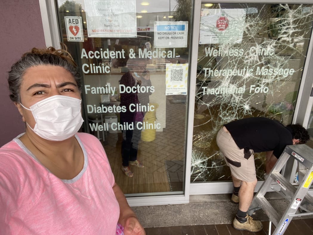 A vaccination centre in Panmure was vandalised and staff have been abused.