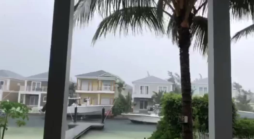 Boats moored up in preparation for the approach of Hurricane Dorian 1  September 2019 in Sandyport, Nassau, Bahamas.