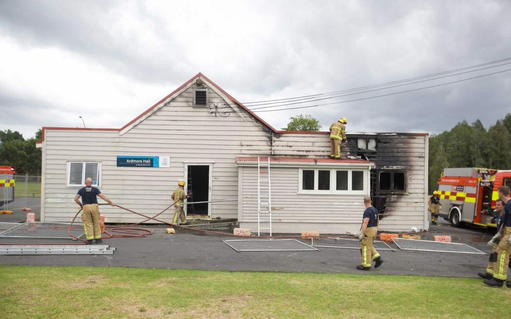 Fire damaged Ardmore Hall - single use only