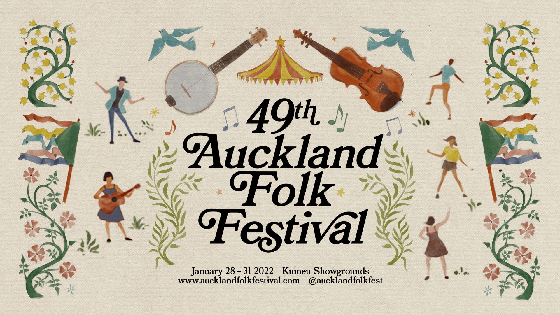 49th Auckland Folk Festival Artwork credit: David Jones