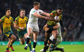Samu Kerevi attempts to evade the English defence at Twickenham last year.