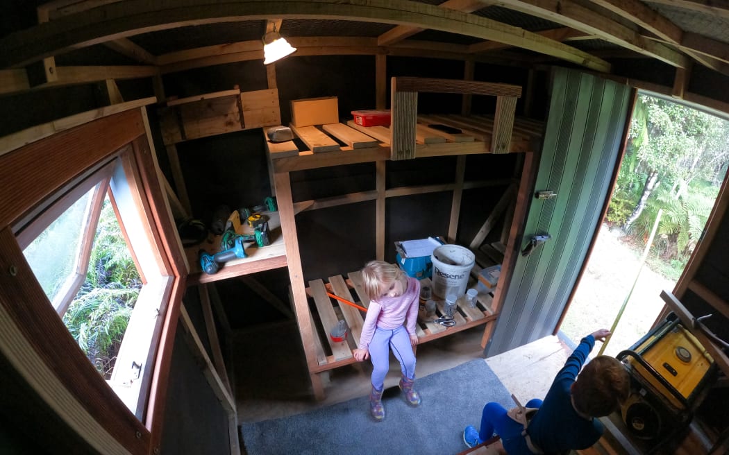 Replica DOC hut, built in Hokitika backyard