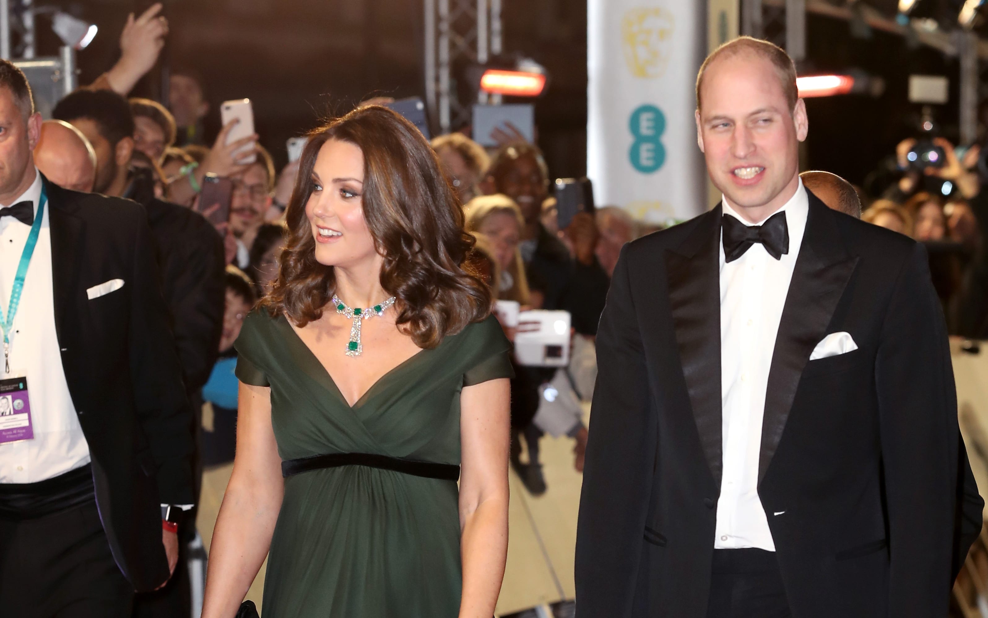 Britain's Prince William, Duke of Cambridge (R) and Britain's Catherine, Duchess of Cambridge, attend the BAFTA British Academy Film Awards.