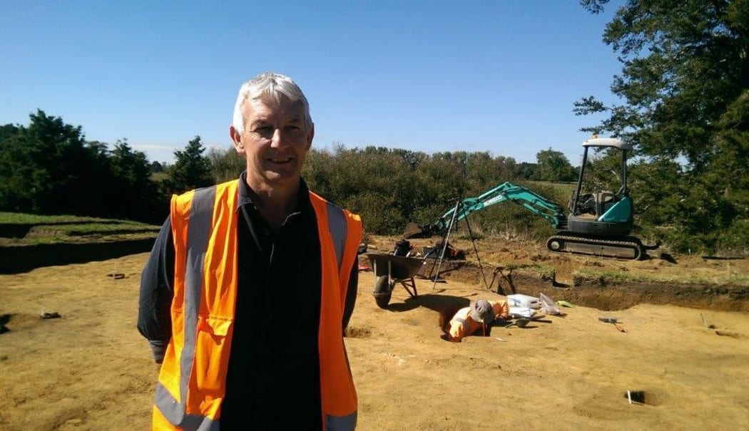 Archaeologist Warren Gumbley.working at the site of what's suspected to be South Pacific's biggest pre-European gardening operation, which spans about 130-kms along the Waikato River.