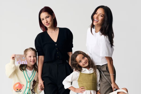 Rini founders Esther Song and Shay Mitchell with their kids.