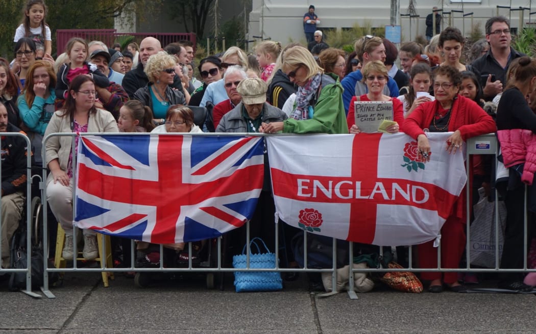 Crowds waiting to see the prince.