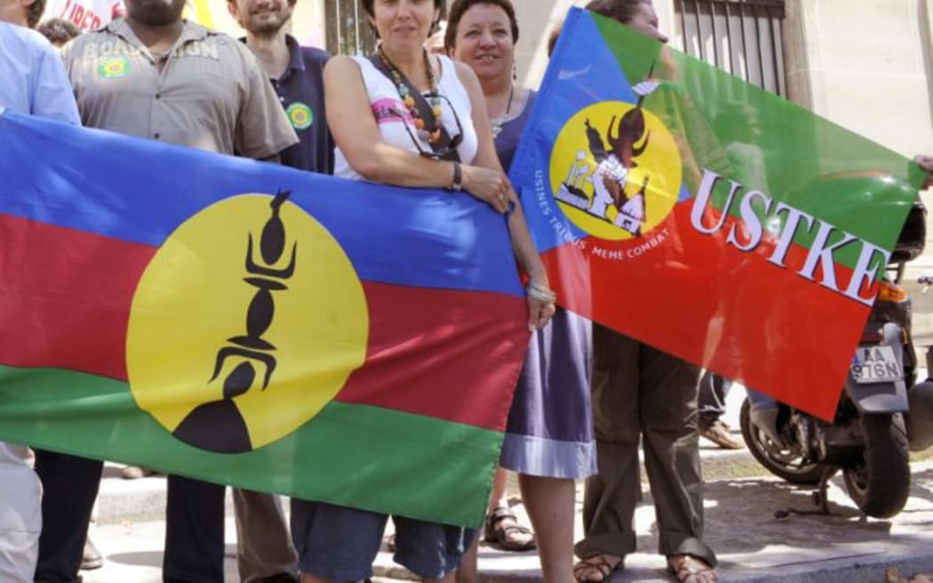 Supporters of New Caledonia's USTKE union