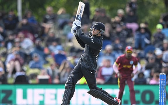 Mitchell Santner of the Black Caps during the 1st ODI cricket match, New Zealand Vs West Indies, at Hagley Oval in Christchurch, New Zealand. 16th November, 2025. © Copyright photo: John Davidson / www.photosport.nz
