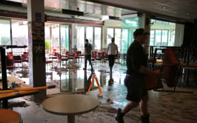 Torrential rain flooded the Petone Working Men's Club rooms.