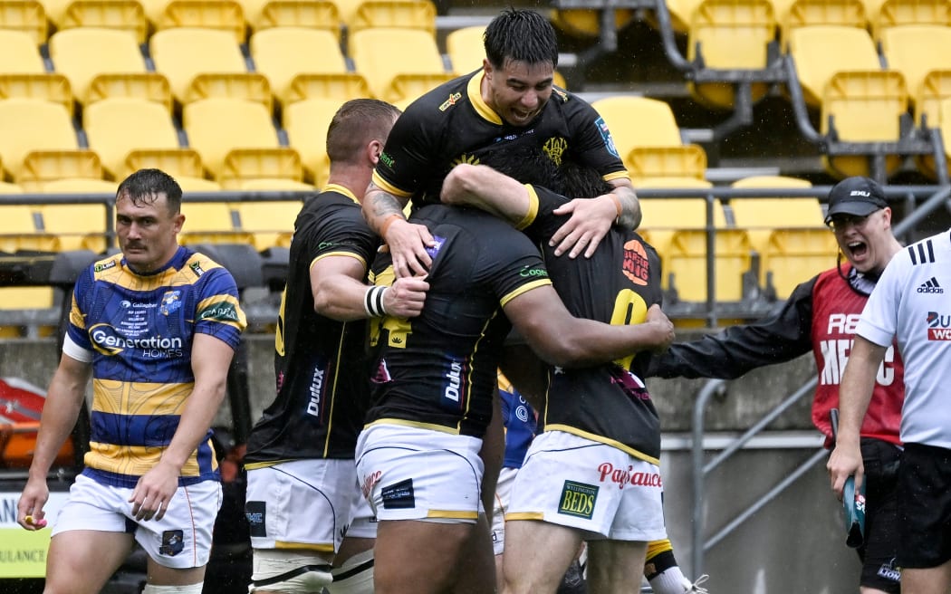 Julian Savea of Wellington celebrates a try  during the NPC Final - Wellington v Bay of Plenty at Sky Stadium, Wellington, New Zealand on Saturday 26 October 2024.                                                                    
Copyright photo: Masanori Udagawa /  www.photosport.nz