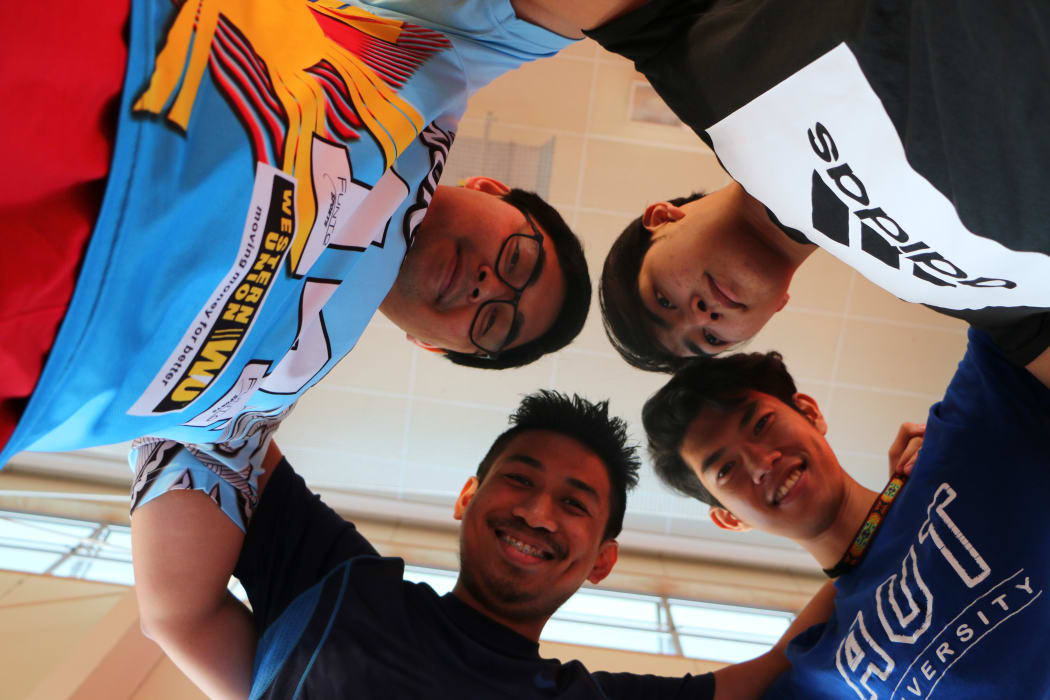 From back left going clock-wise James Villanueva, Kyle Gervantes, Richard Aquino, Joezel Pesigan. Attending the ActivAsian session at Birkenhead College.