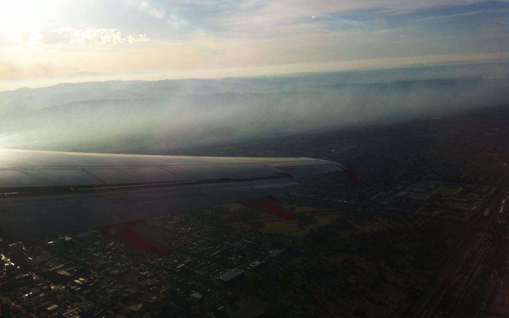 The view from an aircraft of the Humbug Scrub fire.