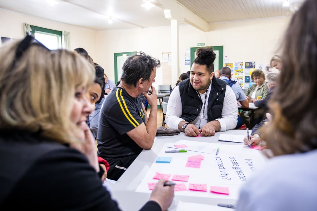A community workshop in Taihape contributes to the design of the Growing Collective Wellbeing suicide prevention strategy.