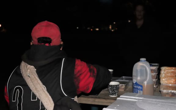 Tressa digs into some early morning breakfast.