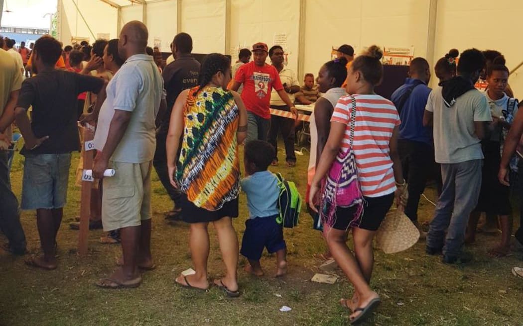Voters registering in the Solomon Islands.