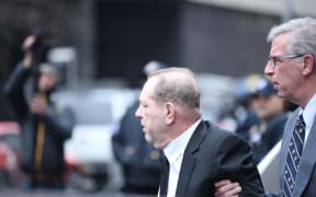 Harvey Weinstein leaves the New York Supreme Court  after the first day of his trial on charges of sexual assault.