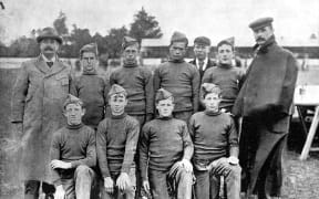 Youths in uniform at the Burnham Industrial School near Christchurch in 1901.