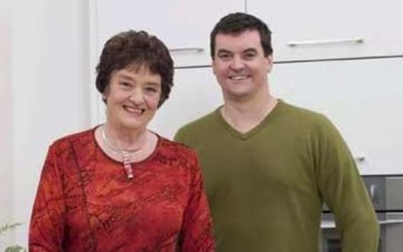 Dame Alison Holst and her son Simon Holst.