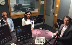 Leader of the New Zealand People's Party, Roshan Nauhria; list MP for National, Parmjeet Parmar; and Labour Party candidate, Michael Wood.