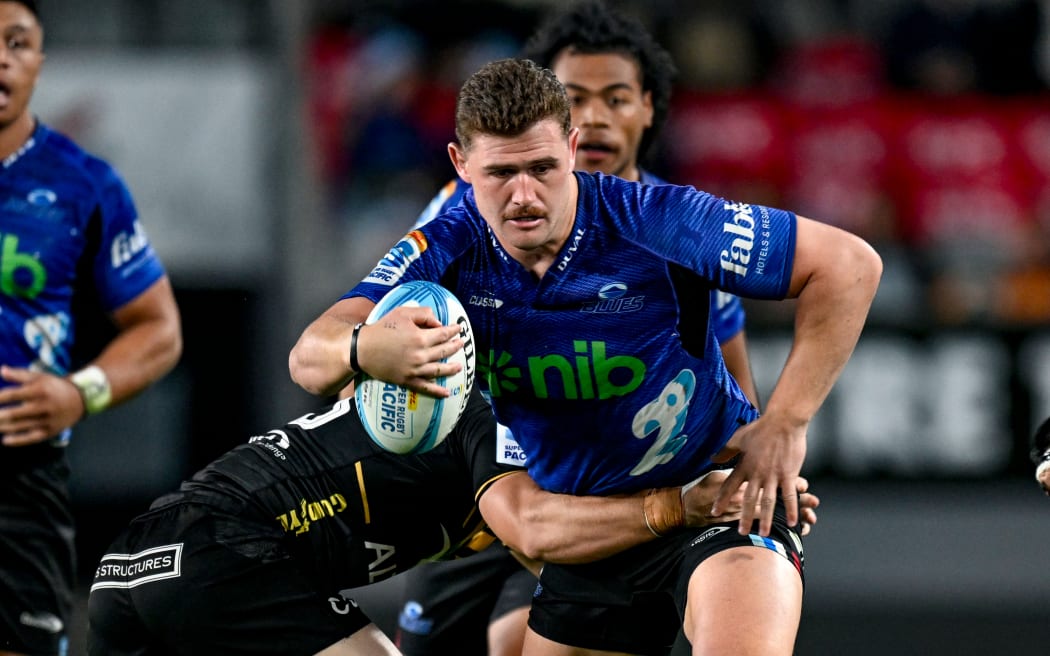 Dalton Papali'i of the Blues. Blues v Western Force, round 7 of the Super Rugby Pacific competition at Eden Park, Auckland, New Zealand on Friday 5 March 2024. Photo by Andrew Cornaga / www.photosport.nz