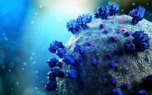 View of a Coronavirus Covid-19 background - 3d rendering