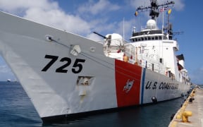 A US Coast Guard cutter on a visit to Majuro.