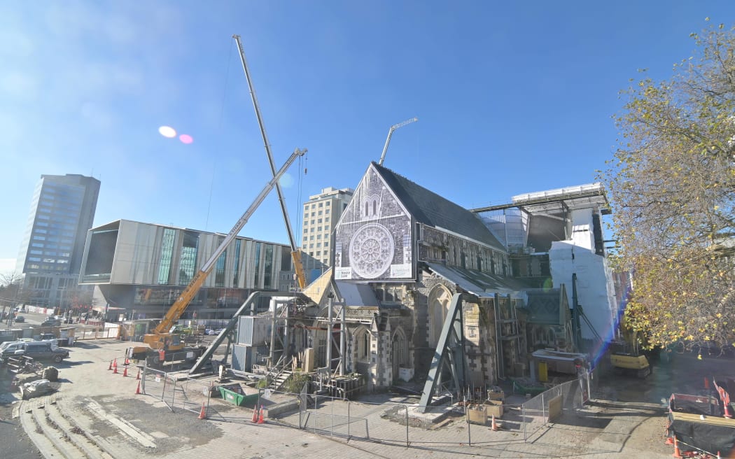 A view of the Christchurch Cathedral exterior as the heritage site is under restoration.