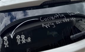 Deejay O'Dowd's car window personal advertisement.