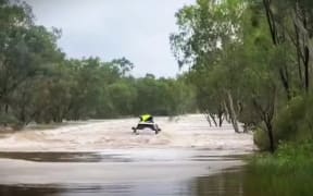 The police officer who rescued the German Shepherd, had to lay on top of him to keep him still.