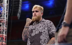 US boxer Jake Paul attends Ukraine's Oleksandr Usyk and Britain's Daniel Dubois's undisputed world heavyweight boxing title bout at Wembley Stadium in London on July 19, 2025. (Photo by Adrian Dennis / AFP)