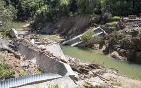 The bridge on No 4 Road washed out on January 29. Photo: John Borren/Sun Media.