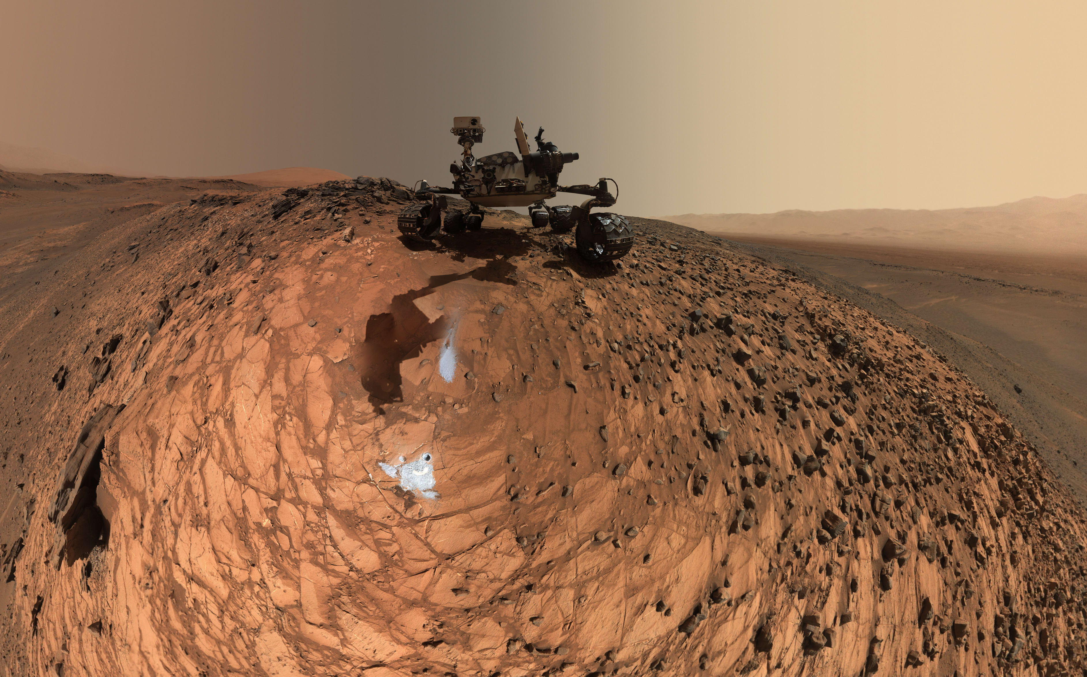 A selfie taken by Curiosity on Mars.