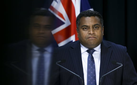 Minister for Broadcasting, Communications and Digital Media Kris Faafoi speaks during a media conference at Parliament on 23 April 2020