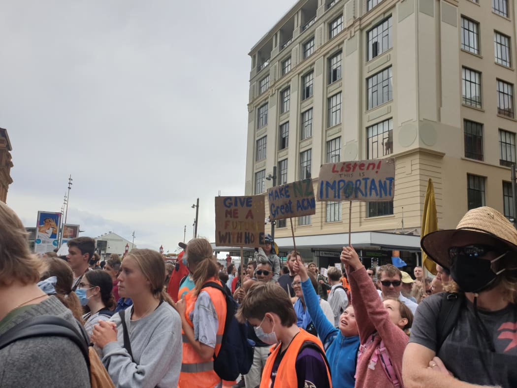 More signs in the crowd in Auckland.