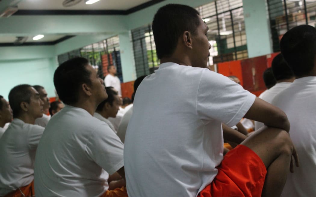 The men's waiting room at the drugs rehab centre at Bicutan in Manila.