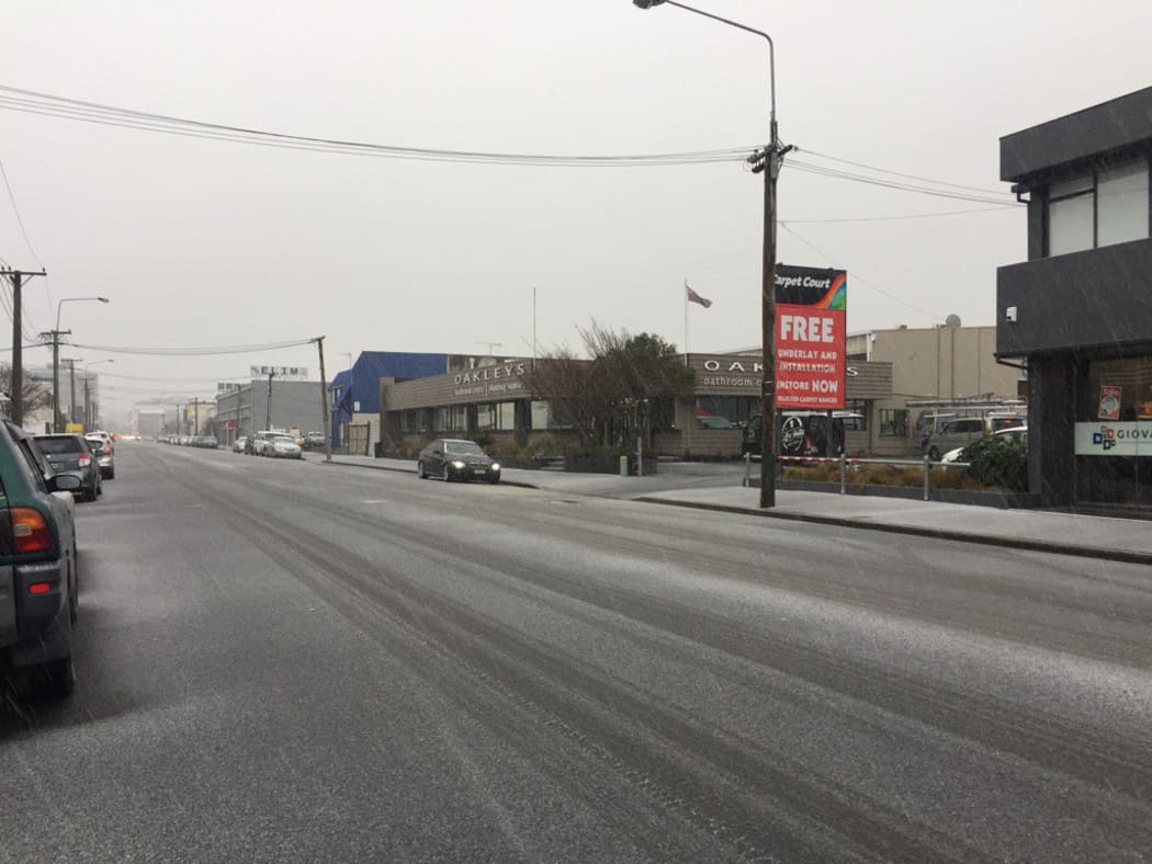 Snow in Christchurch ahead of the America's Cup parade.
